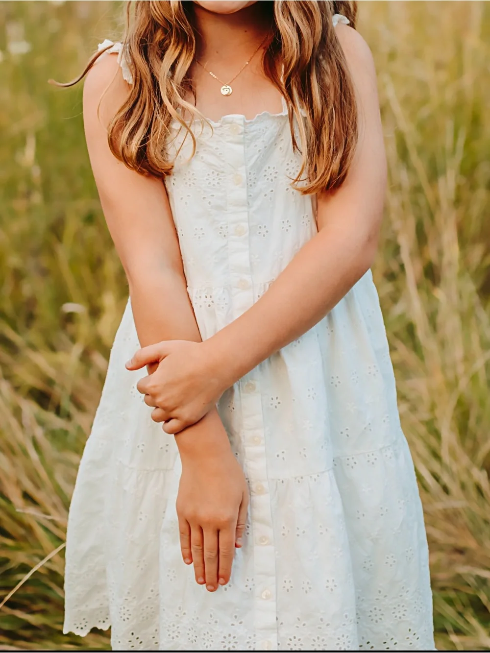 Gap Doen White Eyelet Button-Front Girls' Dress